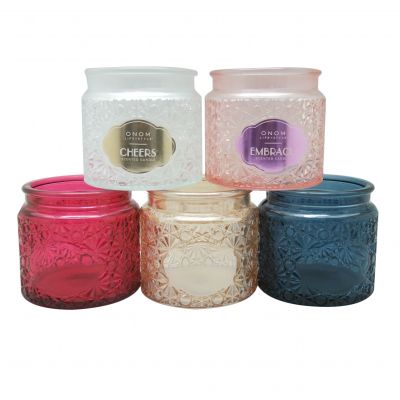 9oz colored star faceted 30cl glass candle decorative jars 10oz containers with decorative metal lids
