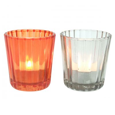 2 oz glass jars colorful ribbed glass crystal tealight candle glass holder
