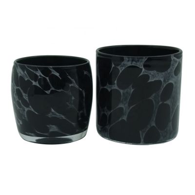 custom black candle holders 16.6oz and 11oz decorative glass candle holders
