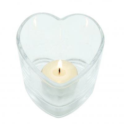 clear customized logo accept 3oz heart shaped glass votive candle holders vessels for weddings and holidays