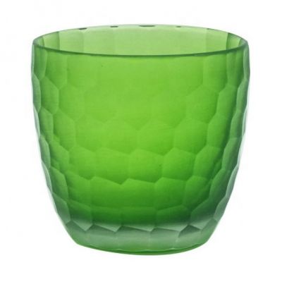 5.5oz glass scented candle holders with green and frosted white color etched candle glass jars cups