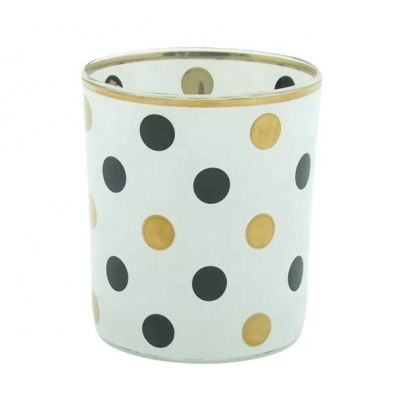 unique gold and black dots round glass candle holders decoration 4.5oz scented candles glass jars wholesale vessels wax
