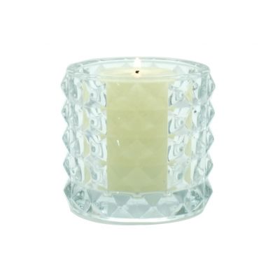 9oz quartz recycled clear embossed hobnail glass candle holder cylinder for candle jars glass for home decoration