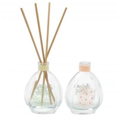 2oz air freshener printed decorative glass bottles aroma essential oil diffuser with rattan sticks 60ml bottles
