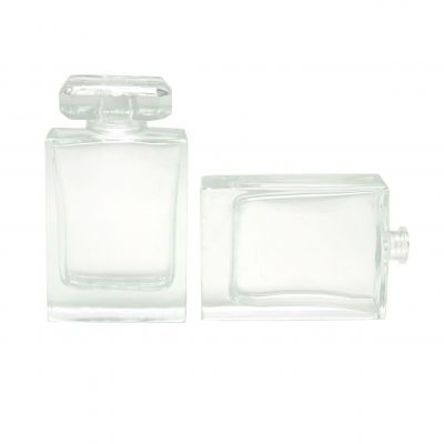 50ml clear glass perfume spray bottles rectangular fragrance pump bottle with clear surlyn cap China