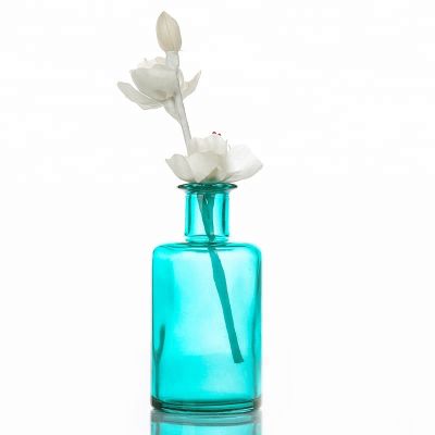 Coating Blue Color 250ml Glass Reed Diffuser Bottles With Reed