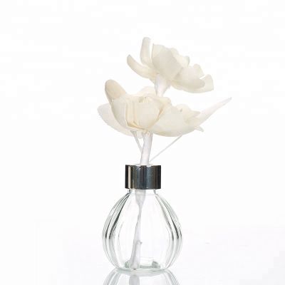 Factory Stripe Carved Transparent Perfume Diffuser Glass Bottles 