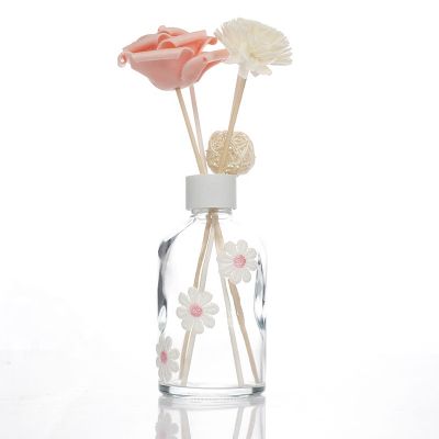 Rose Gold Cap Round Empty Aroma Perfume Reed Diffuser Glass Bottle For Decoration 