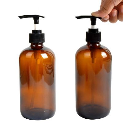 60ml Empty Amber Glass Pump Bottles Pump Bottles Refillable Containers for Essential Oils Cleaning Products Lotions Aromatherapy 