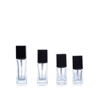Empty Frosted Square 15ml 20ml 30ml 40ml Pump Glass Bottle Cosmetic Lotion Foundation Liquid Container Facial Make Up Bottle 