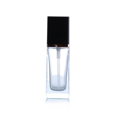 Square 15ml 20ml 30ml 40ml Transparent Cosmetic Empty Liquid Foundation Bottle Pump Skin Care Glass Face Cream Container 