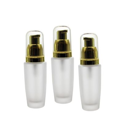 Wholesale 30ml Frosted Glass Spray Bottle Diffuser Empty Skin Care Serum Lotion Pump Bottle with Silver Treatment Pump and Lids 