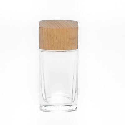 100ml Empty Lotion Pump Glass Bottle Cosmetic Bottles with Wood Grain Cover