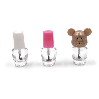 5ml nail polish girls glass bottles with white and pink caps 