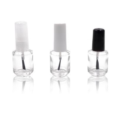 Factory Made Empty Vial Clear Round Nail Polish Glass Bottle 10ml with Brush Cap 