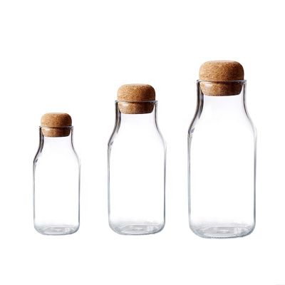 150ml 300ml 600ml round glass storage bottle jars for kitchen spice nuts honey food container with bamboo cork lid
