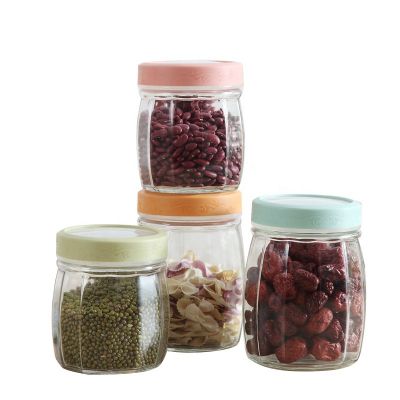 Glass Food Storage Container Glass Jar with Lid for Kitchen Canisters Dry Coffee Bean Tea Nuts 