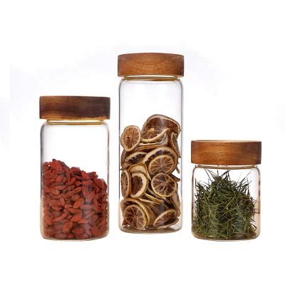 OEM Suppliers Heat Resistant Borosilicate Glass jars with Bamboo Lid 