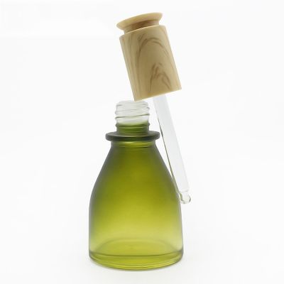 30ml high end empty 1oz essential oil glass dropper bottle with bamboo cap 