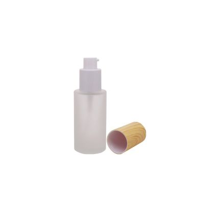 30ml 40ml 50ml 80ml 100ml 120ml Cosmetic glass frosted lotion cream bottle set with wooden cover 