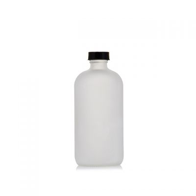 8 oz 16oz Boston Round Glass Clear Frosted Bottle with Poly Seal Cap - pack of 2 