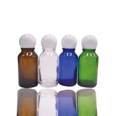 new design 2019 stocks ball shape plastic lid 0.5oz serum glass bottle , round face serum bottle 15ml 