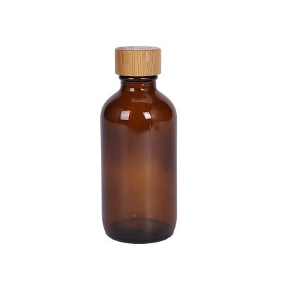 nature style cap liquid flavor essential oil glass bottle, empty amber boston round glass bottle 4oz 