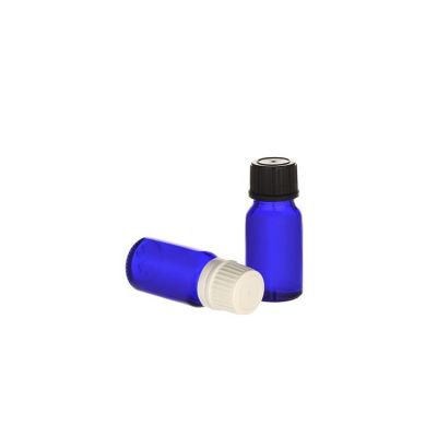 Wholesale blue 10ml essential oil glass bottle with dropper and plastic cap 