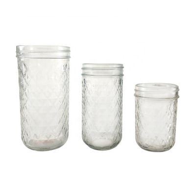 600ml clear wide mouth diamond glass mason jar for food storage 