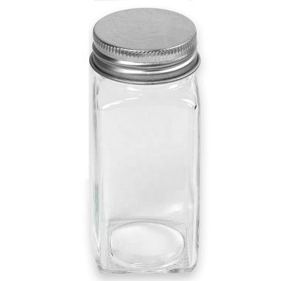 120ml Clear Kitchen Square Spice Jars Glass Seasoning Condiment Container