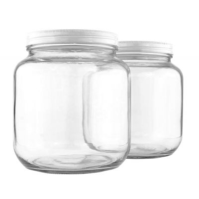 Wide Mouth 64Oz Clear Kitchen Glass Storage Jar Food With Plastic Lid 