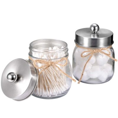 small wide mouth clear glass mason jar with lid for bathroom 
