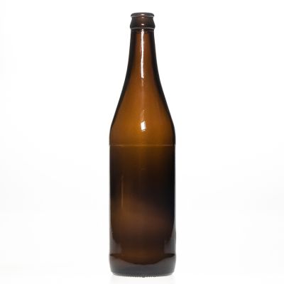 OEM Customer Design Empty 650 ml Deep Amber Brown Liquor Bottles Glass Beer bottle with Crown Cap for Wine 