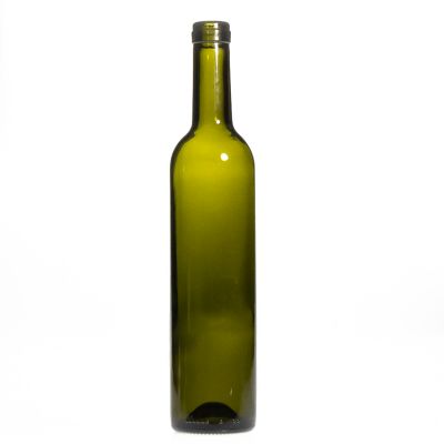Customized logo 500ml Round Tall Olive Green Empty Bordeaux Bottles Empty Glass Bottle for Red Wine 
