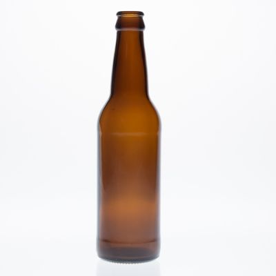 Liquor Bottle 330ml Cheap Good Quality Amber Glass Beer Bottle with Metal Crown Cap 