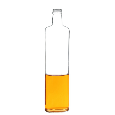 Plus size 1L high capacity clear round shape empty 1 liter cooking olive oil glass bottle 