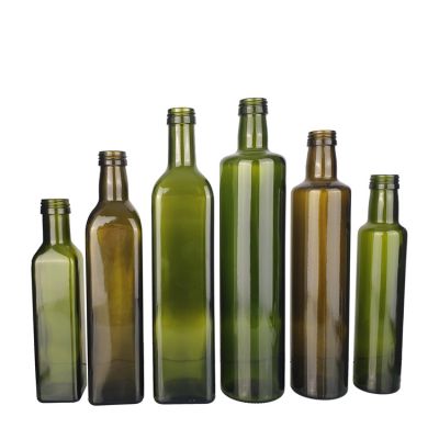 250ml 500ml 750ml Empty Marasca Edible Oil Bottle Green Glass Olive Oil Bottles with Cap 