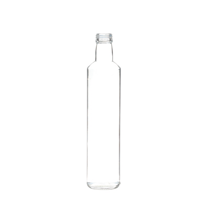 Factory price customized round empty clear 500ml glass bottle olive oil with pourer 