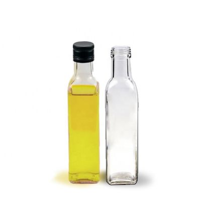 Factory Price 250ml Clear Small Square Glass Bottle For Olive Oil 