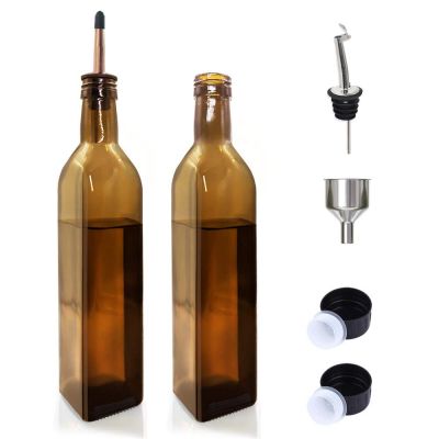 250ml 500ml glass bottle olive oil with dispenser set for kitchen vinegar 