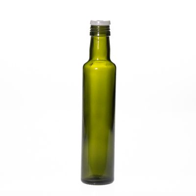 Wholesale 250ml empty round shaped dark green glass olive oil bottle for cooking oil 