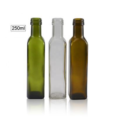 Wholesale Empty 250ml Dark Green Amber Clear Square Glass Olive Oil Bottle