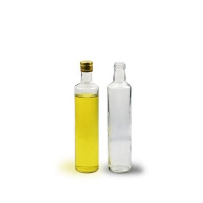Stocked 500ml Kitchen Storage Round Clear Olive Oil Glass Bottles For Edible Oil