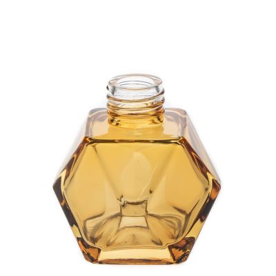 Geometry Shaped Light Yellow 200ml Room Fragrance Bottle Glass Aroma Diffuser Bottle 