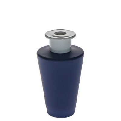 Matte Blue Cone Shaped 200 ml Empty Fragrance Bottles Glass Reed Diffuser Bottle with Screw lids 