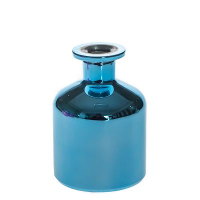 Metal Shiny Blue Gift Bottle 250ml 8oz Empty Fragrance Bottle Aroma Reed Diffuser Glass Bottle 