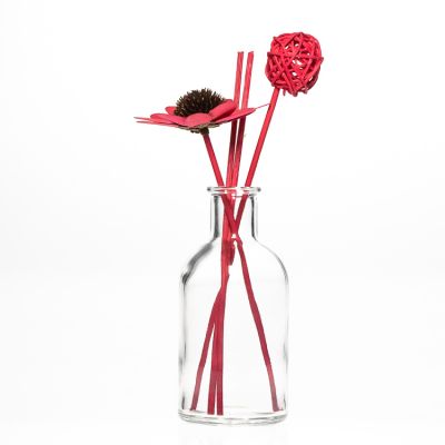 Decorative 250 ml Round Clear Empty Glass Reed Diffuser Bottle 