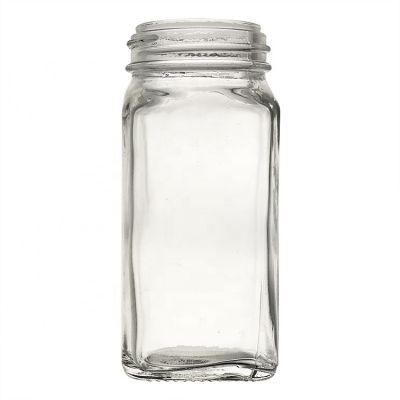 4oz 120ml Square Glass Jar Glass Spice Jar with Metal Lids for Salt Pepper Chili