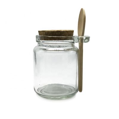 8.5oz 250ml Kitchen Containers Spice Glass Jar with Cork with Wooden Spoon