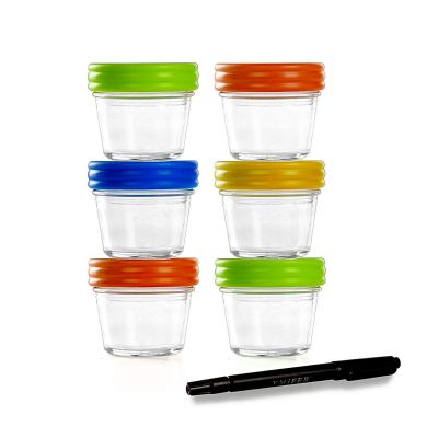 4oz 8oz Round Straight Side Baby Food Storage Glass Jar with Airtight Lid 